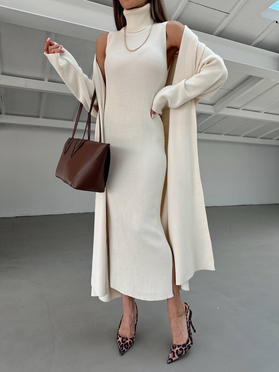 Комплект сукня і кардиган в'язані