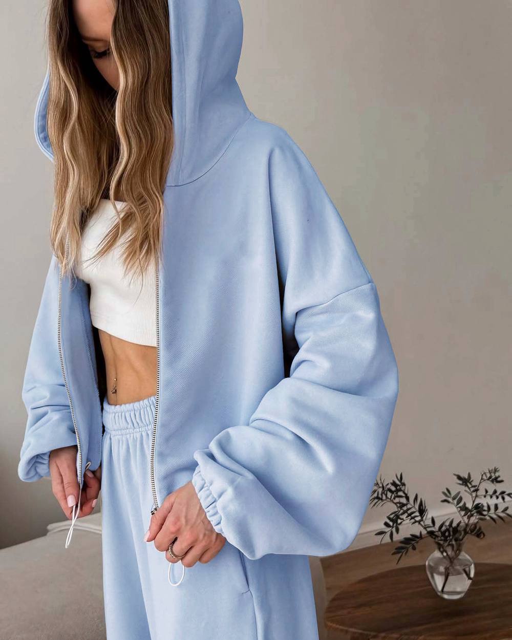 Жіночий спортивний костюм на флісі з зіп худі