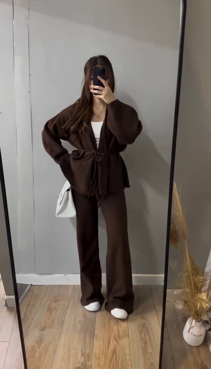 Жіночий костюм-двійка з ангори (кардиган + штани)