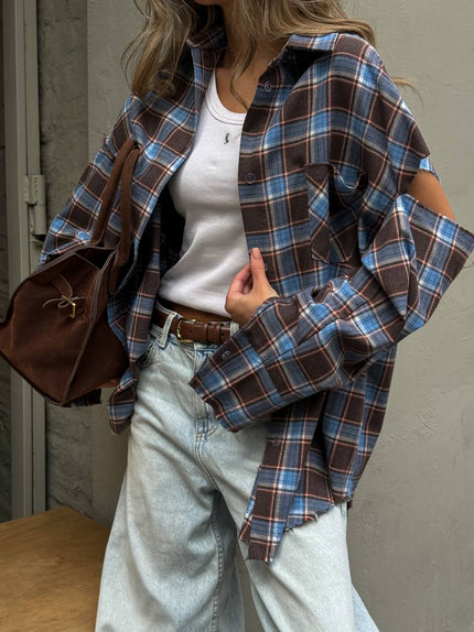 Сорочка в клітинку oversize з розрізами