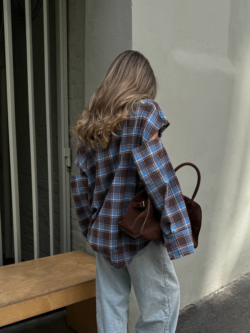 Сорочка в клітинку oversize з розрізами