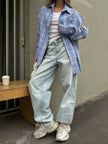 Сорочка в клітинку oversize з розрізами