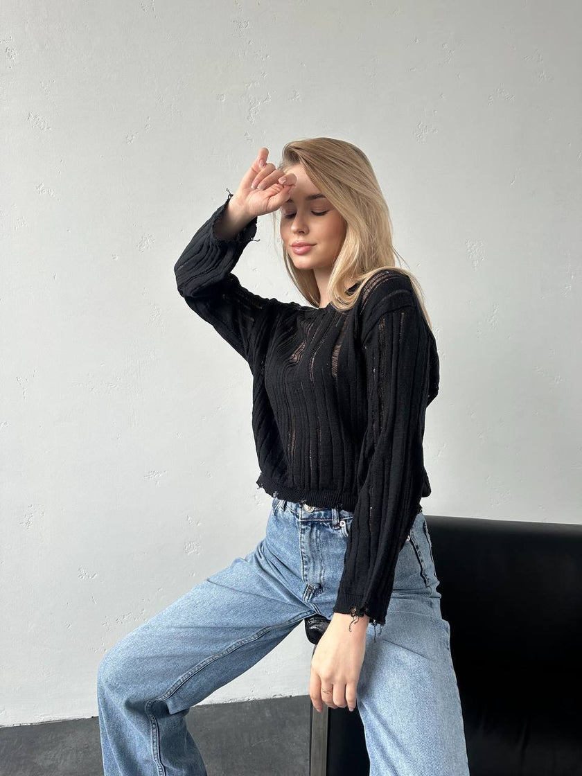 Напівпрозора вʼязана кофта