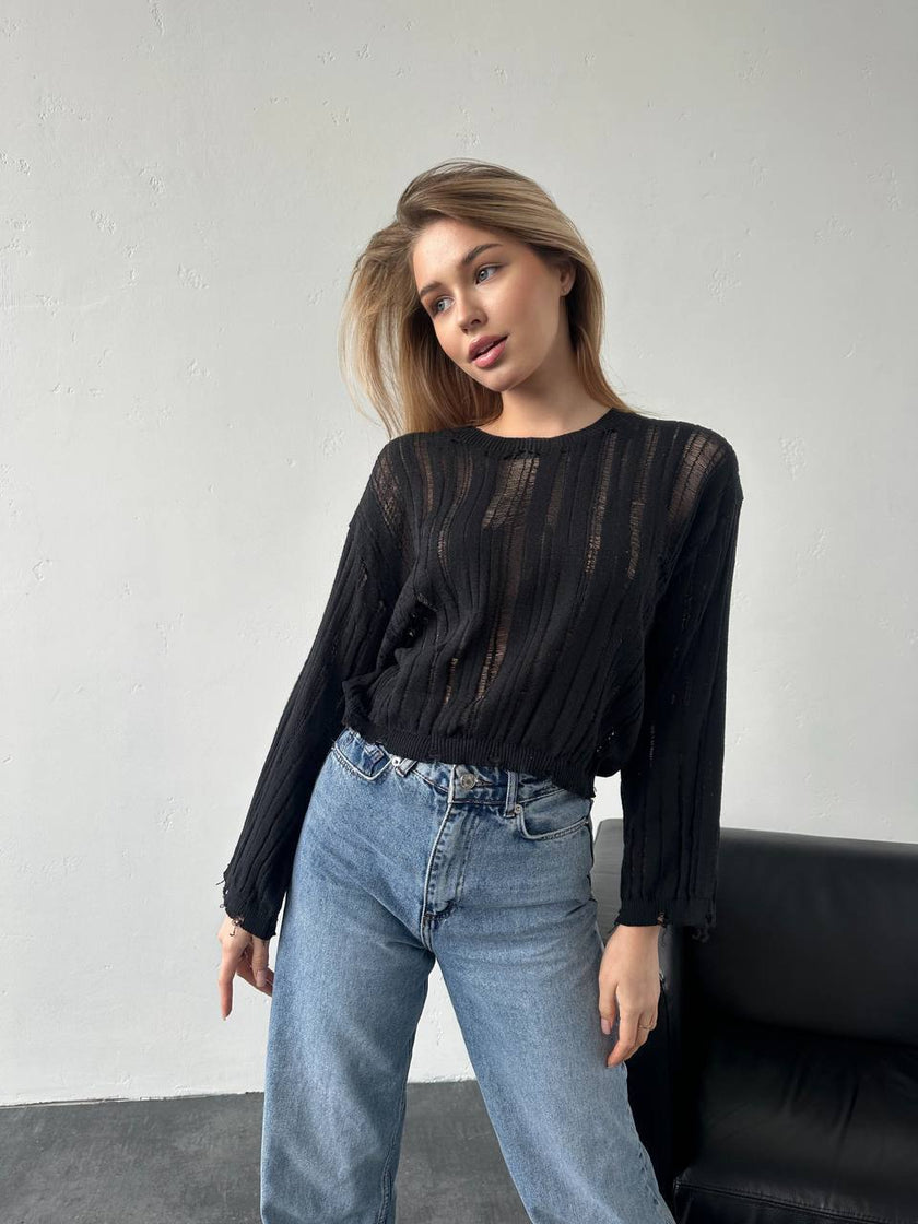 Напівпрозора вʼязана кофта
