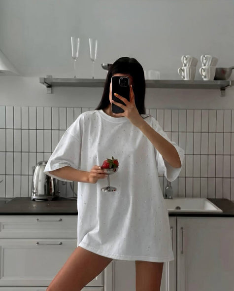 Футболка зі стразами oversize