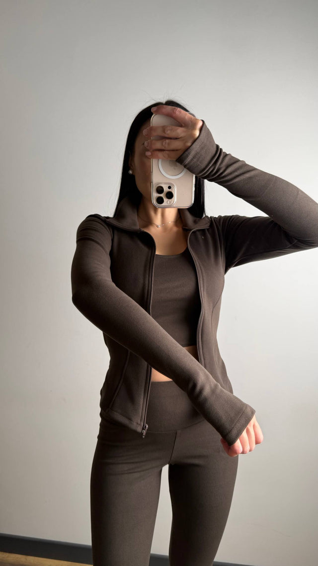 Жіночий костюм-трійка спортивний (лосини + топ + зіп-кофта)