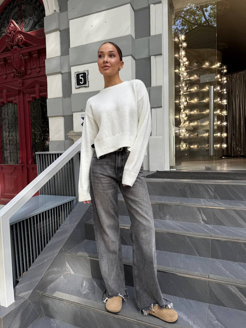 Жіночий укорочений светр з розрізами one size