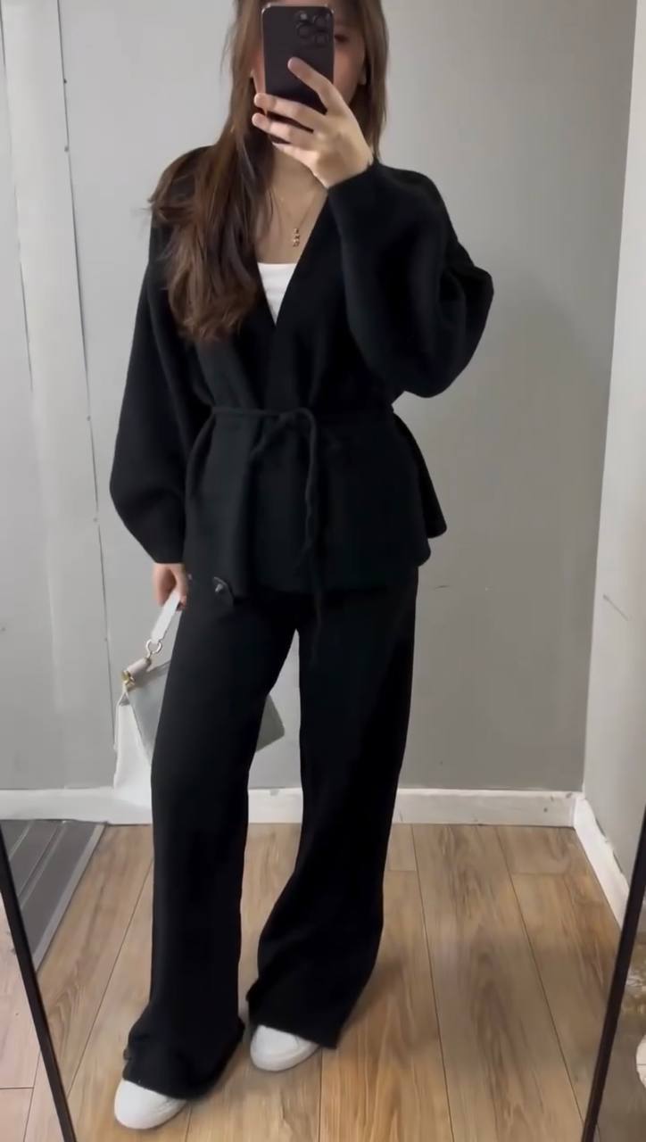 Жіночий костюм-двійка з ангори (кардиган + штани)