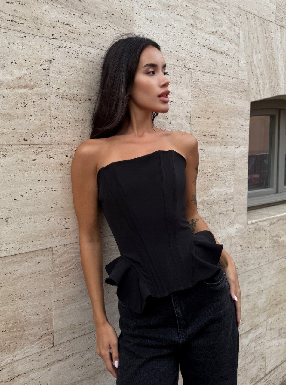 Корсет жіночий чорний костюмний