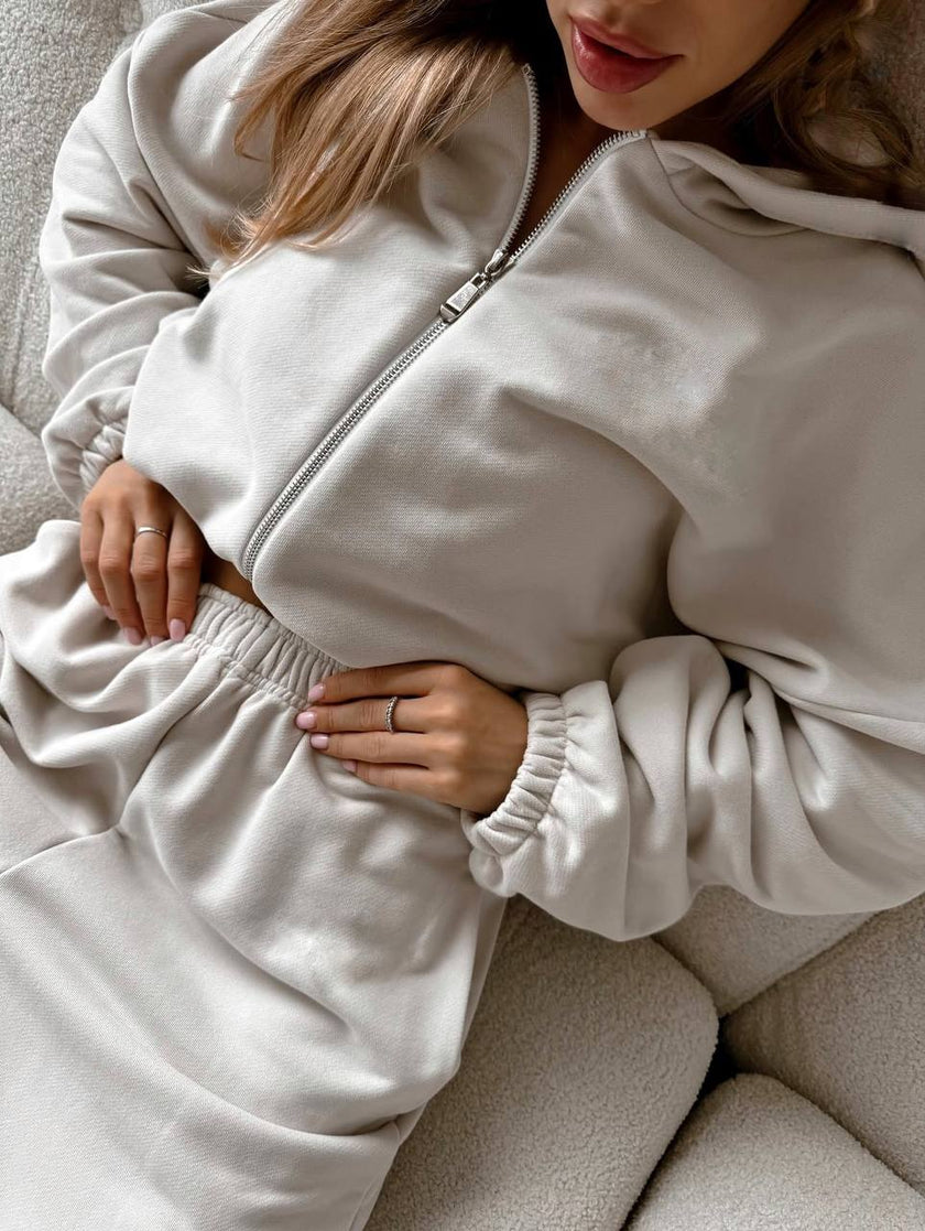 Жіночий спортивний костюм на флісі з зіп худі