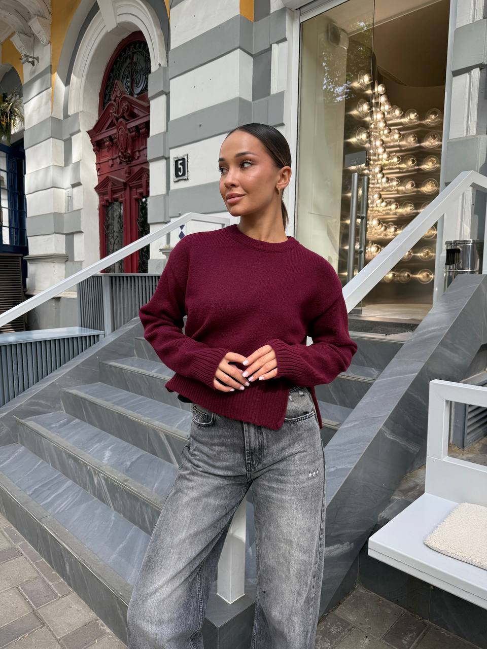 Жіночий укорочений светр з розрізами one size