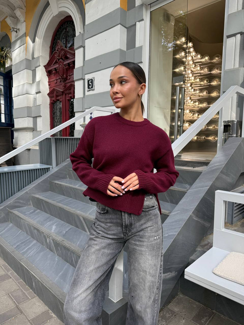 Жіночий укорочений светр з розрізами one size