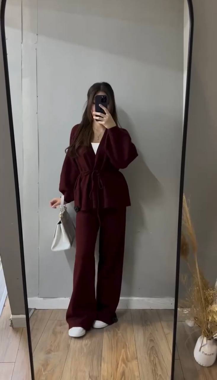 Жіночий костюм-двійка з ангори (кардиган + штани)