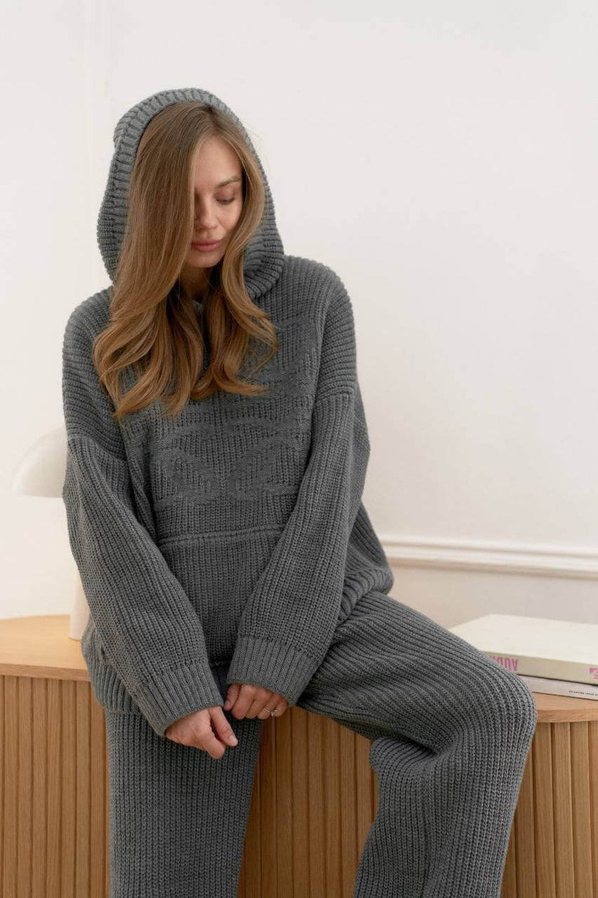 Костюм-двійка в'язаний (худі + штани)