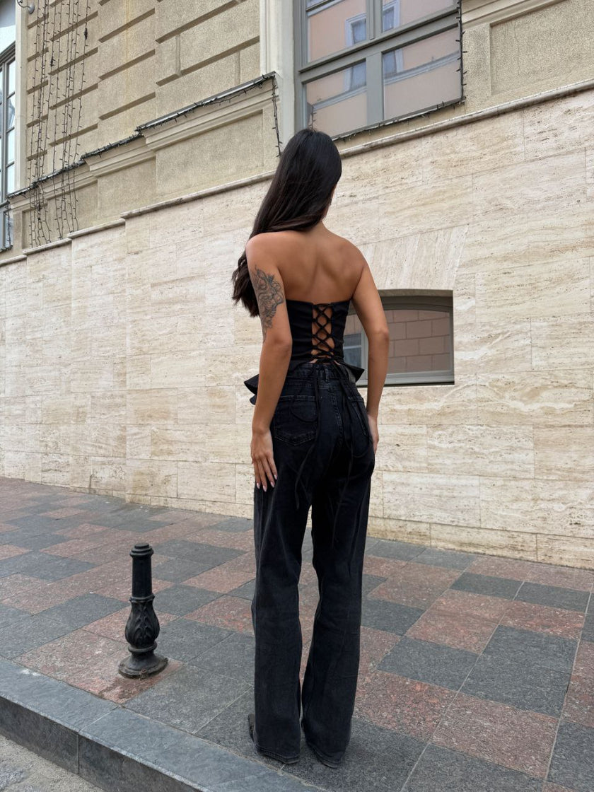 Корсет жіночий чорний костюмний