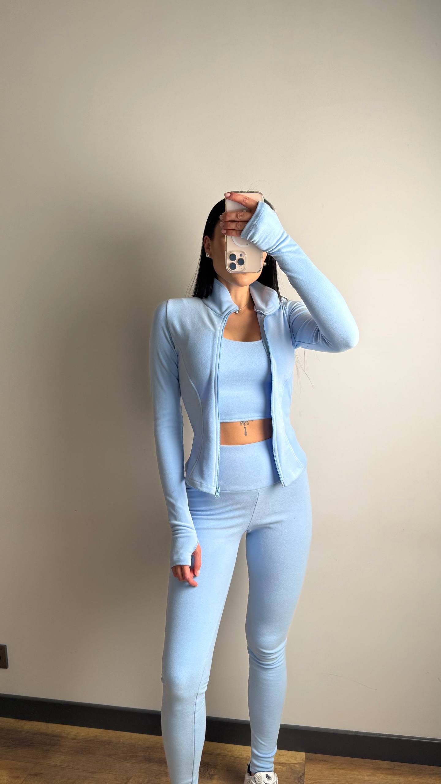 Жіночий костюм-трійка спортивний (лосини + топ + зіп-кофта)