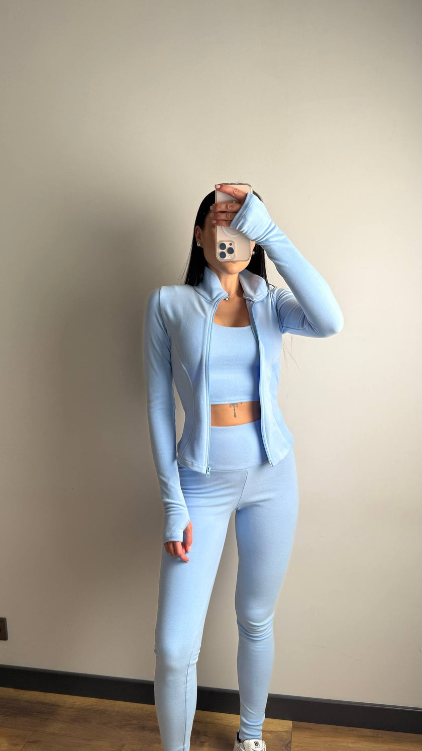 Жіночий костюм-трійка спортивний (лосини + топ + зіп-кофта)
