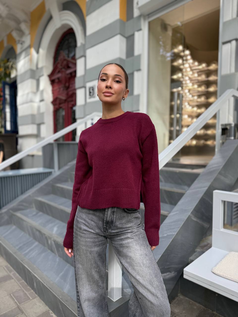 Жіночий укорочений светр з розрізами one size