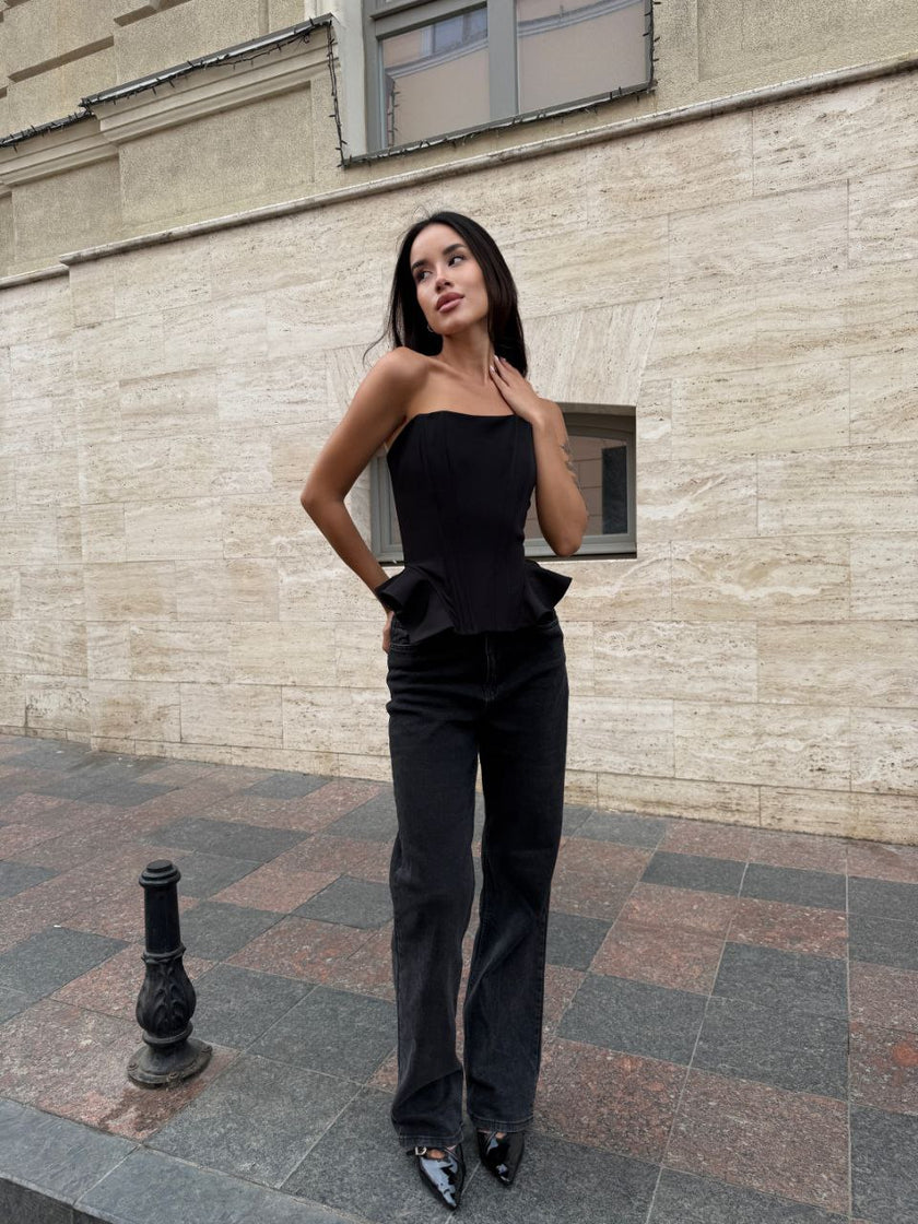 Корсет жіночий чорний костюмний