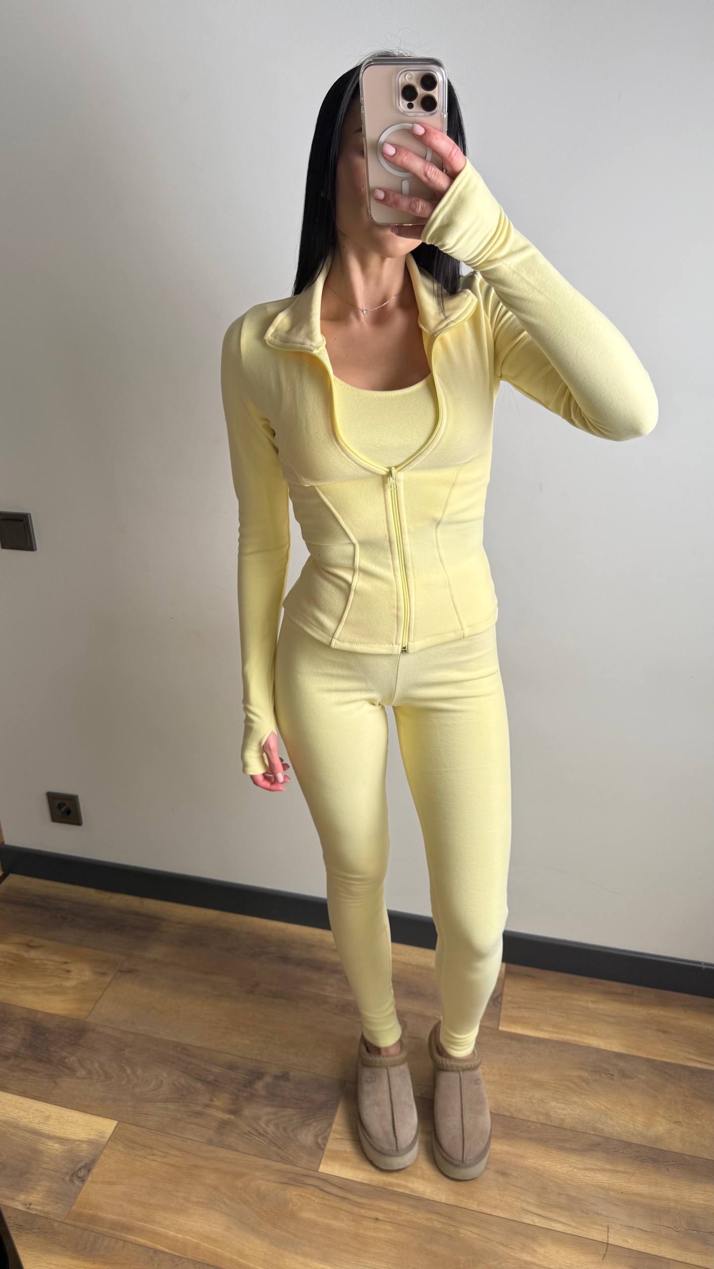 Жіночий костюм-трійка спортивний (лосини + топ + зіп-кофта)