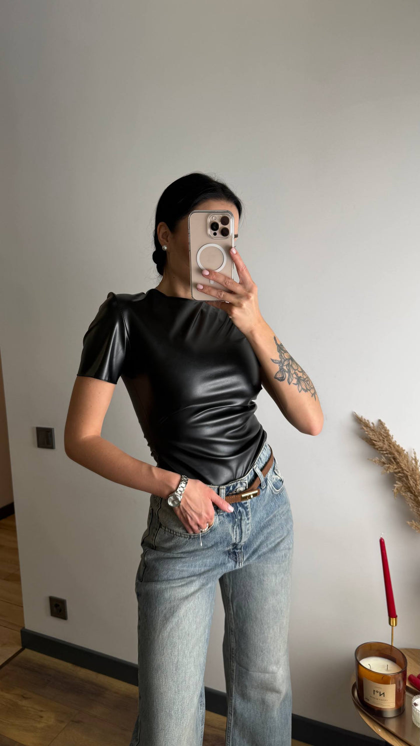 Топ-футболка жіночий з екошкіри базовий