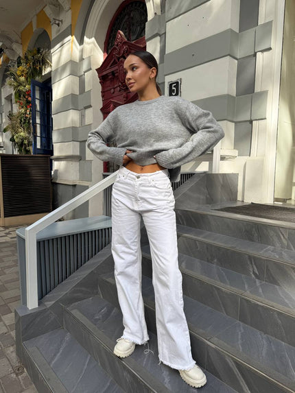 Жіночий укорочений светр з розрізами one size