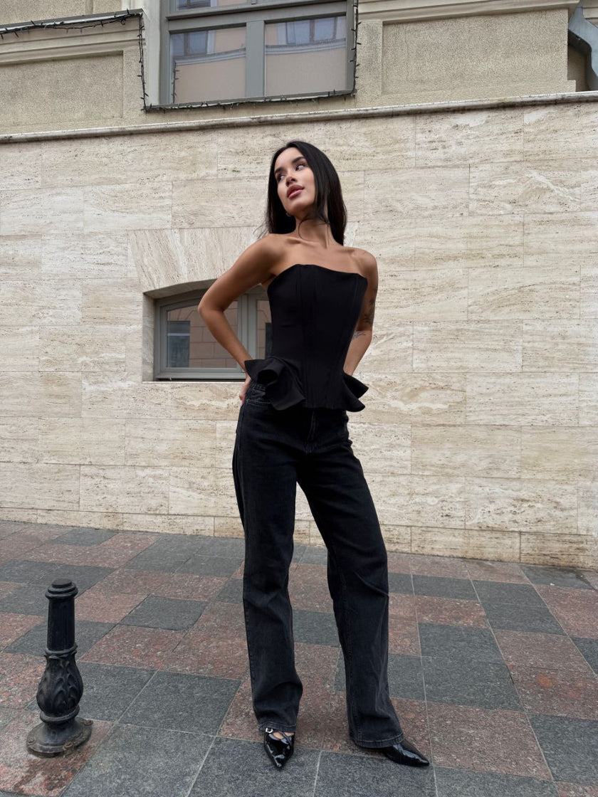 Корсет жіночий чорний костюмний