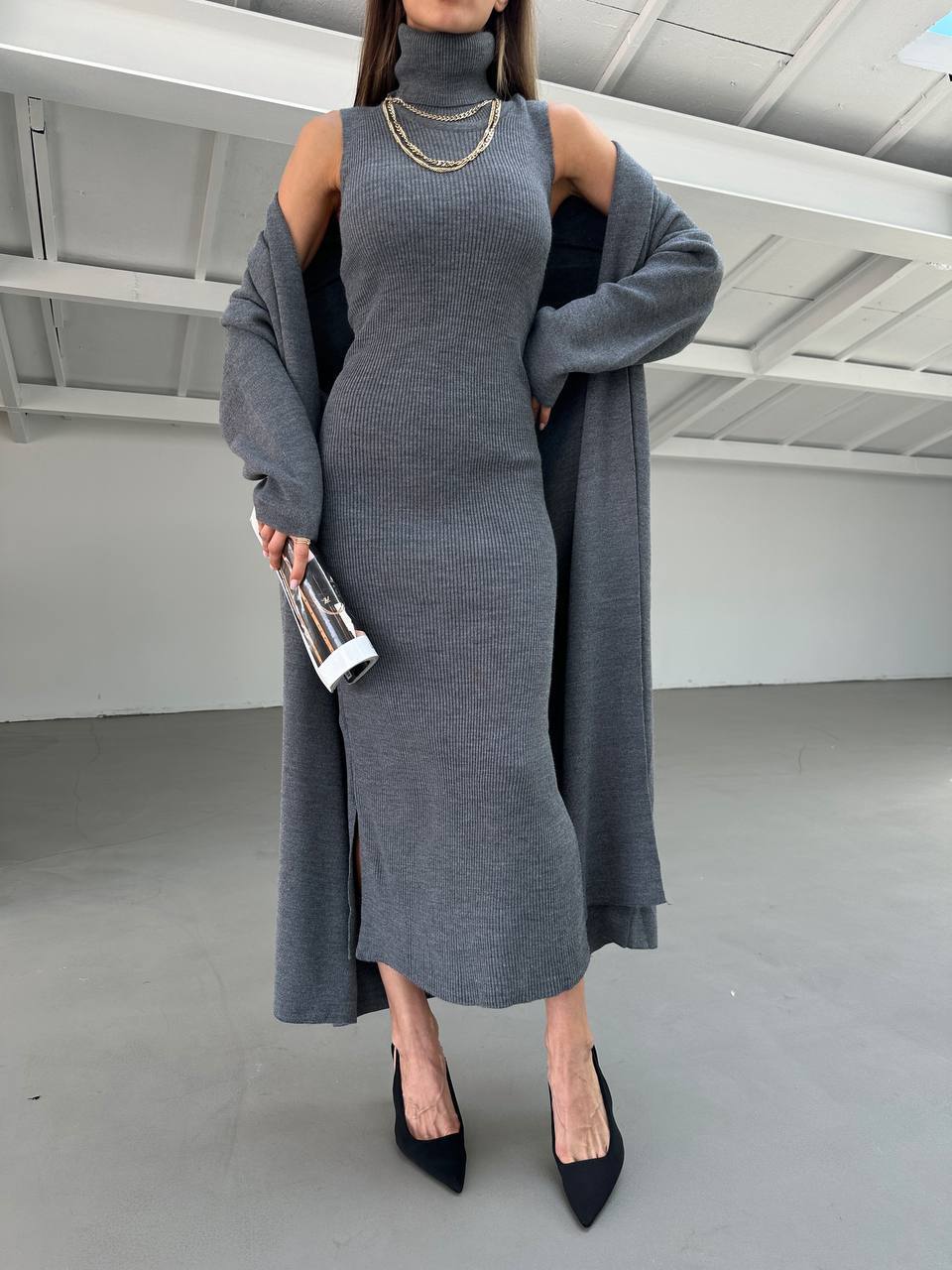 Комплект сукня і кардиган в'язані