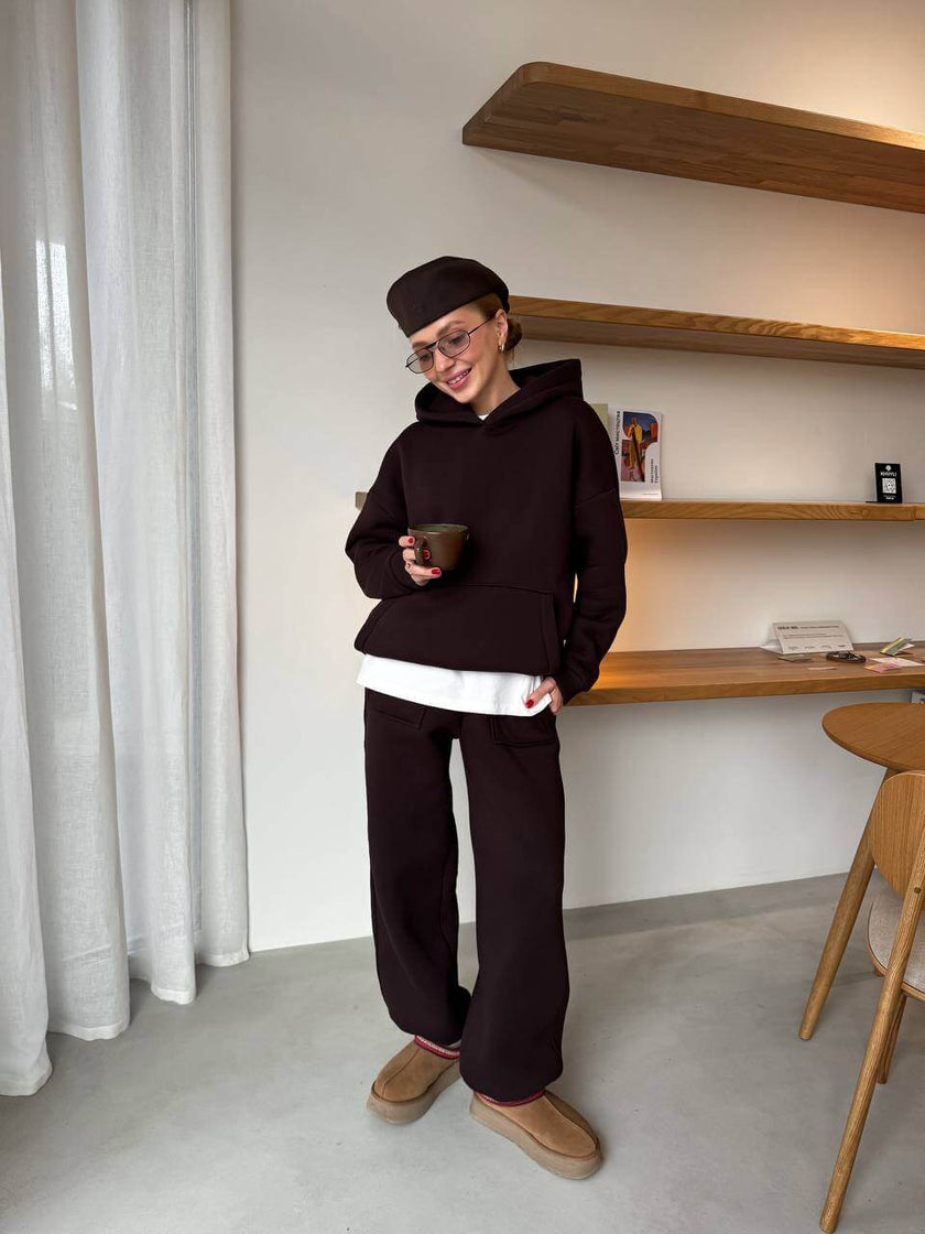 Жіночий спортивний костюм на флісі (худі + штани)